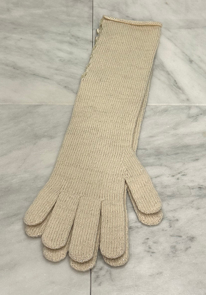 SPARKLE CASHMERE LONG BUTTON GLOVES
