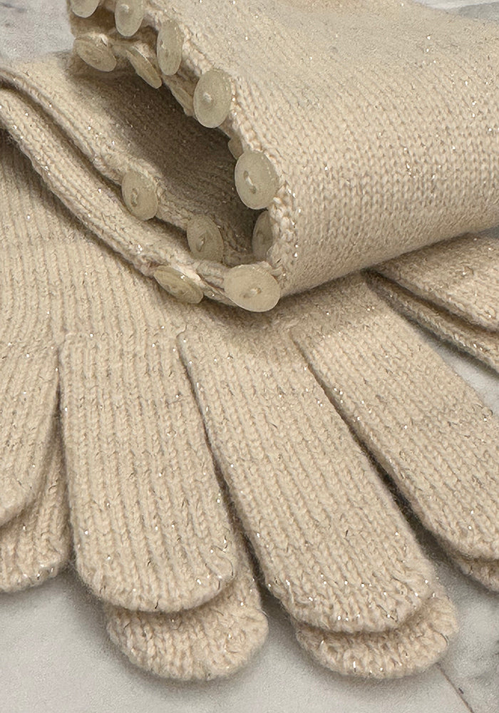 SPARKLE CASHMERE LONG BUTTON GLOVES