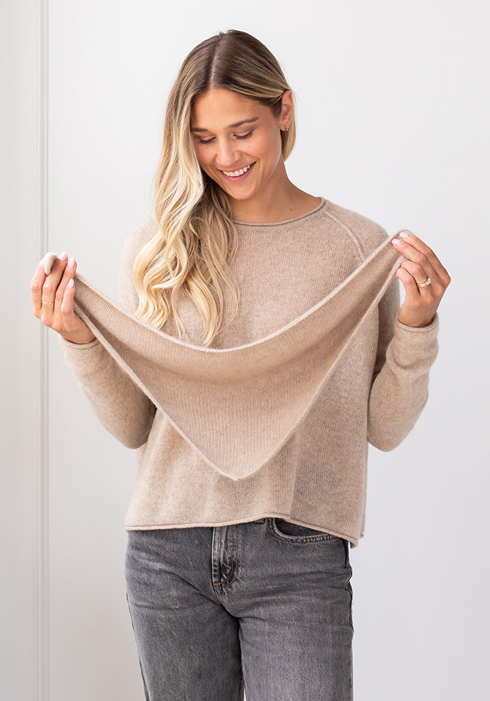 ROLLED EDGE CASHMERE TRIANGLE SCARF