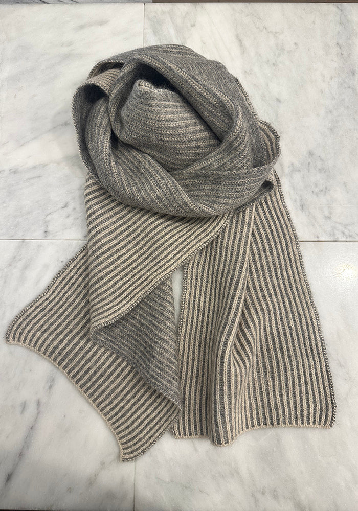 NEW TWO TONE CASHMERE RIBBED SCARF
