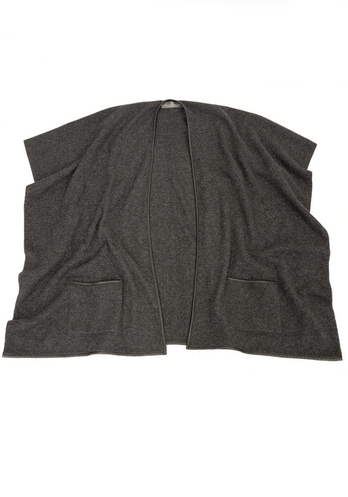 Cape with Leather Trim - The Cashmere Shop
 - 4