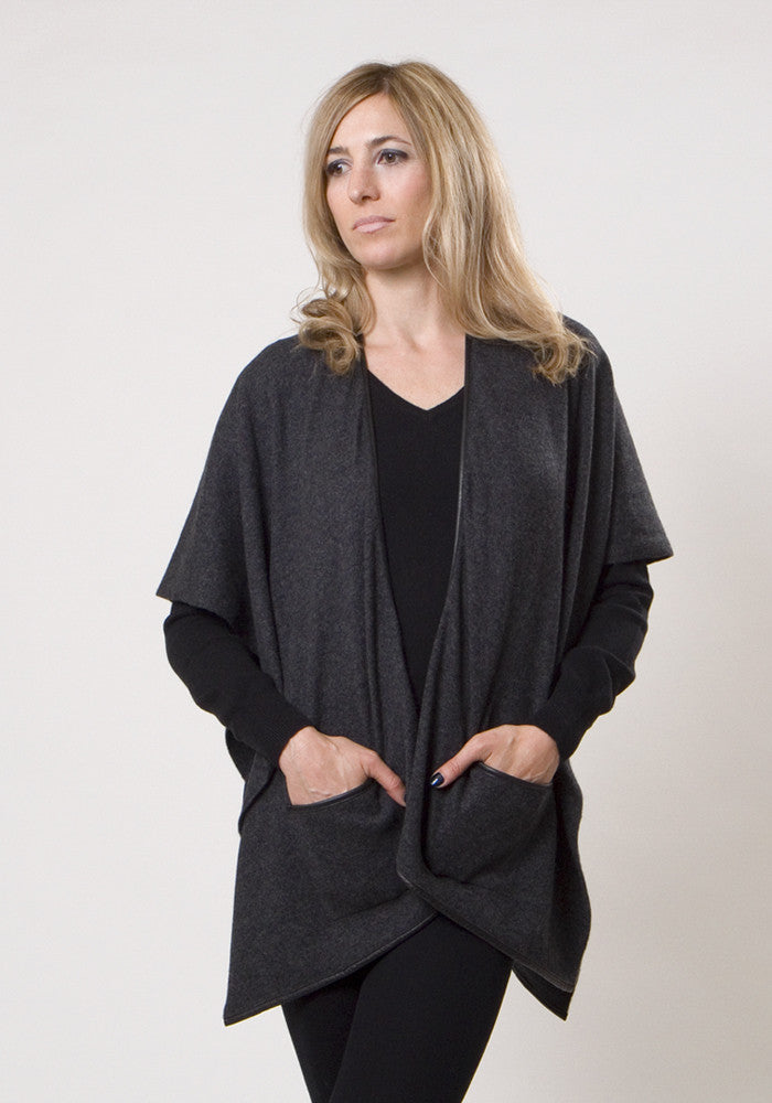 Cape with Leather Trim - The Cashmere Shop
 - 2