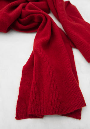 Classic Cashmere Ribbed Scarf in Dark Red - For Men, 100% Mongolian Cashmere