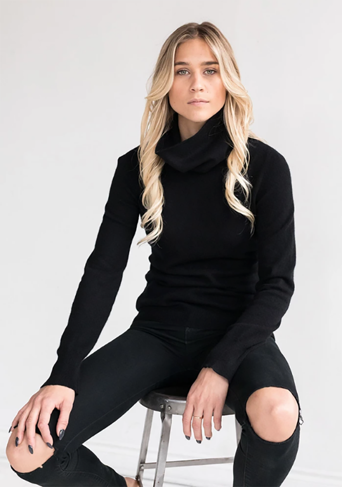 NEW WOMEN'S COWL NECK - BLACK