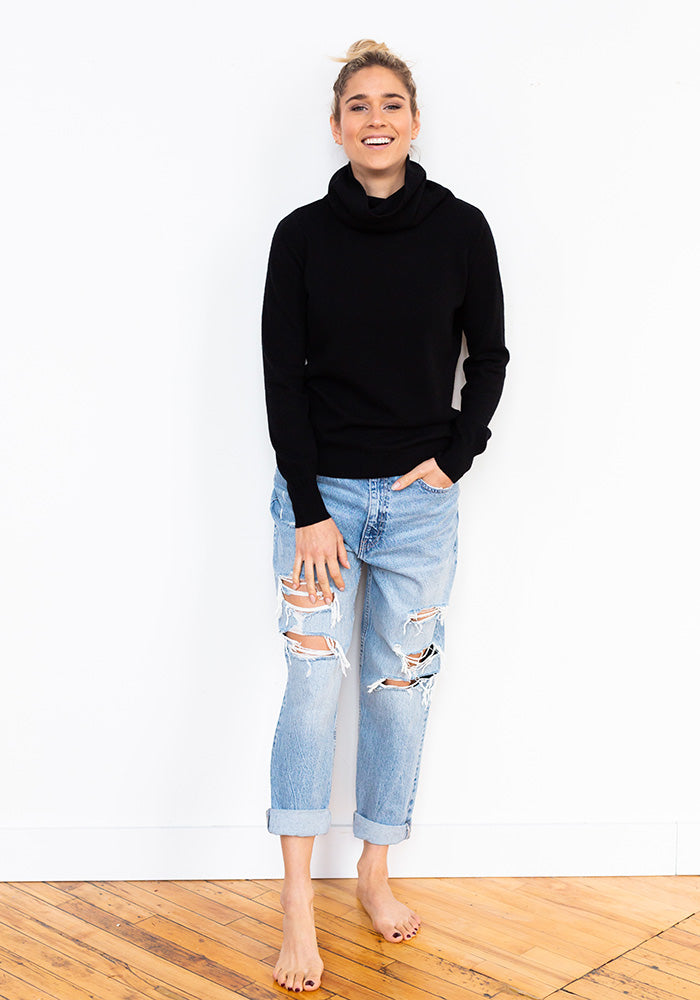 NEW WOMEN'S COWL NECK - BLACK
