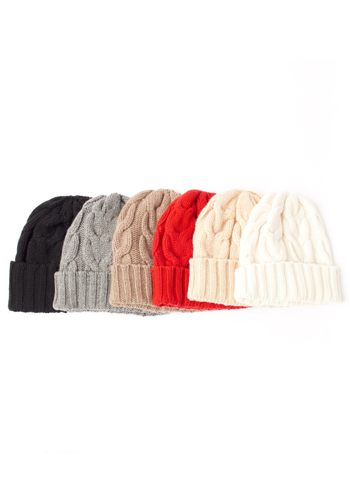 Cable Cashmere Hat in Medium Grey - Winter Accessories - 100% Mongolian Cashmere 