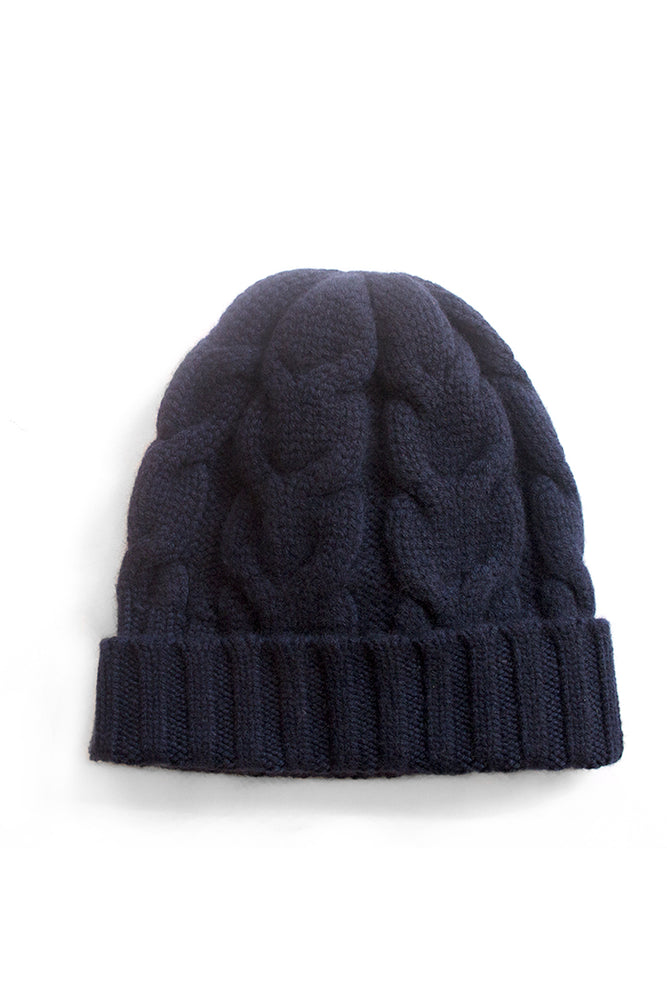 Cable Cashmere Hat in Medium Grey - Winter Accessories - 100% Mongolian Cashmere 