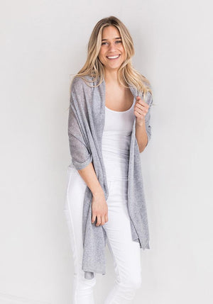Cashmere Wrap & Scarf in Light Grey