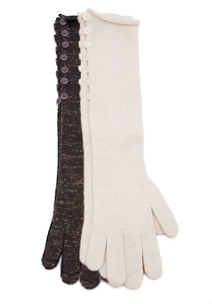 Sparkle Cashmere Long Long Button Gloves - The Cashmere Shop
