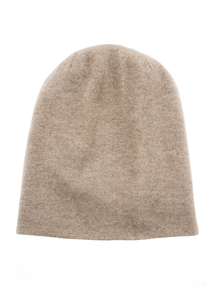 Long Skull Cashmere Hat in Mushroom - 100% Mongolian Cashmere by The Cashmere Shop