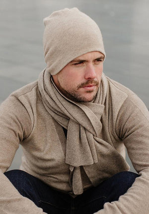 Mens Cashmere Hat in Mushroom - 100% Cashmere, Made in Mongolia