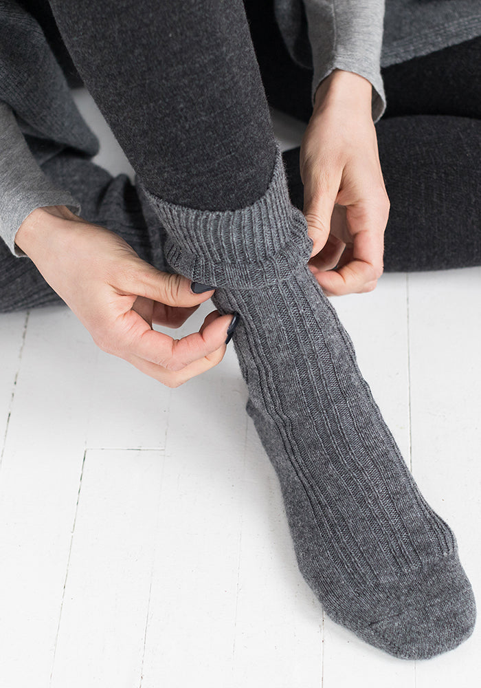 Women's Cashmere Socks Flannel Grey by Marcoliani - The Cashmere Shop