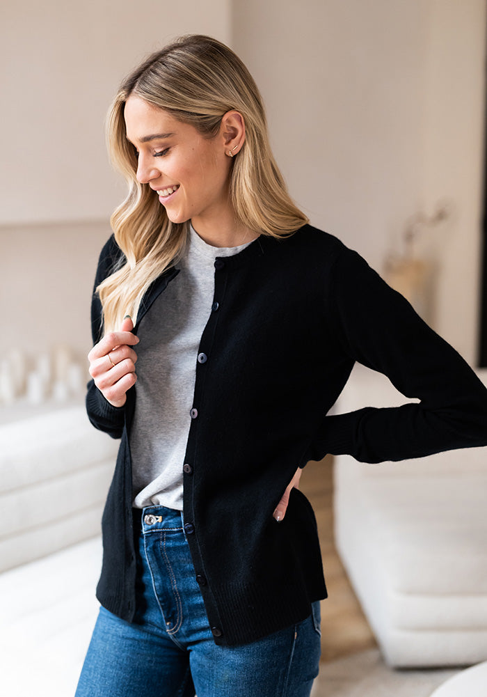 TIMELESS CASHMERE CARDIGAN - BLACK