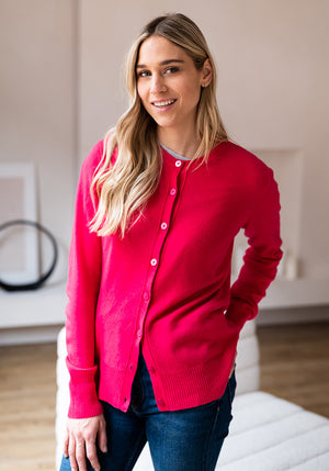 TIMELESS CASHMERE CARDIGAN - BRIGHT PINK