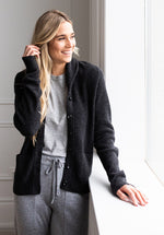 NEW CASHMERE SHAWL COLLAR CARDIGAN - CHARCOAL