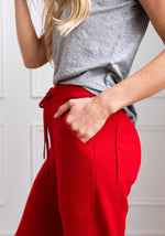 WOMENS CASHMERE JOGGER PANTS - RED