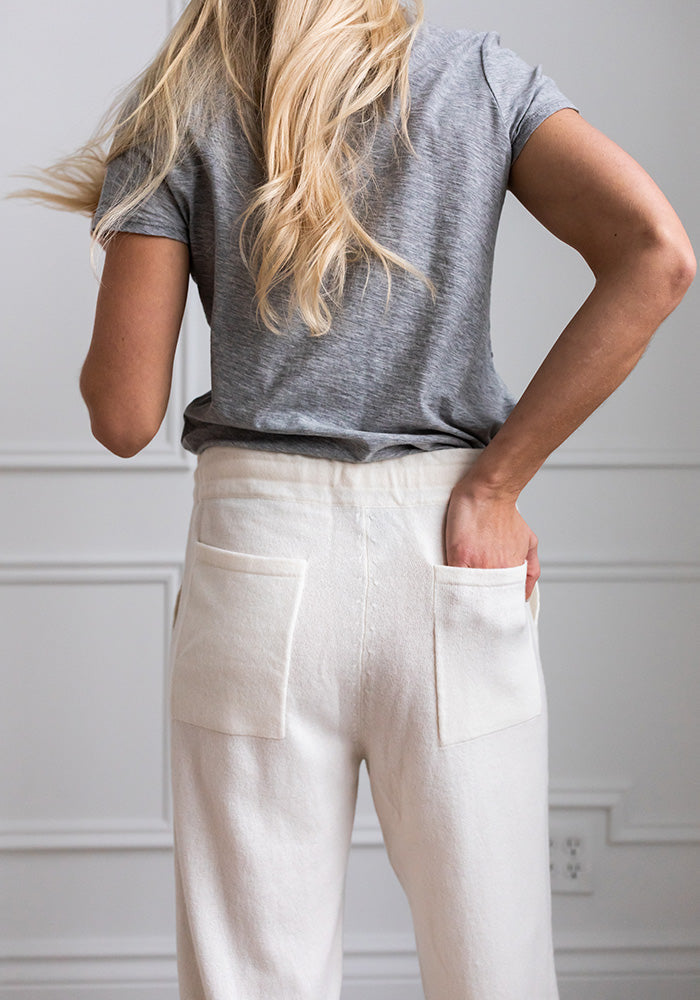 WOMENS CASHMERE JOGGER PANTS - OPTIC WHITE