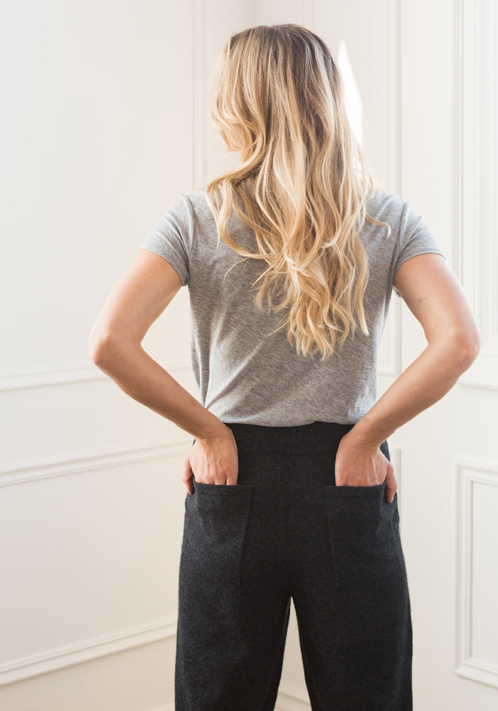WOMENS CASHMERE JOGGER PANTS - CHARCOAL